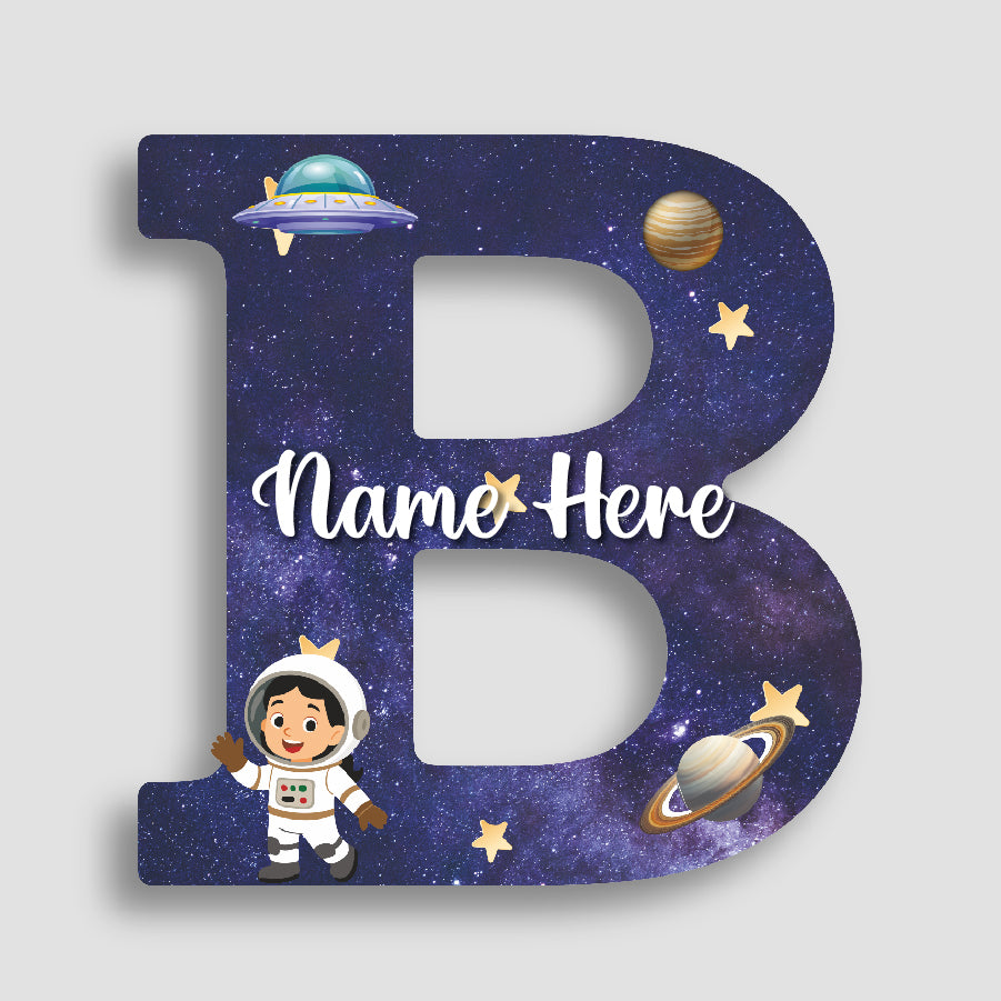 Customized Acrylic Glossy Space Theme Wall Hanging | 9 Inch Custom Name & Alphabet Letter Sign for Kids Room & Playroom Decor | Astronaut & Planet Alphabet Nameplate | Includes Hanging Rope/Tape
