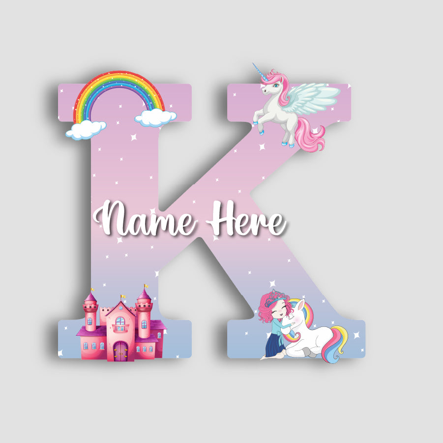 Customized Acrylic Letter Wall Decor for Girls Room | 9 Inch Pink Floral Unicorn Princess Monogram Initial Art Sign | Custom Name Kids Room Door Nameplate | Includes Hanging Rope/Tape