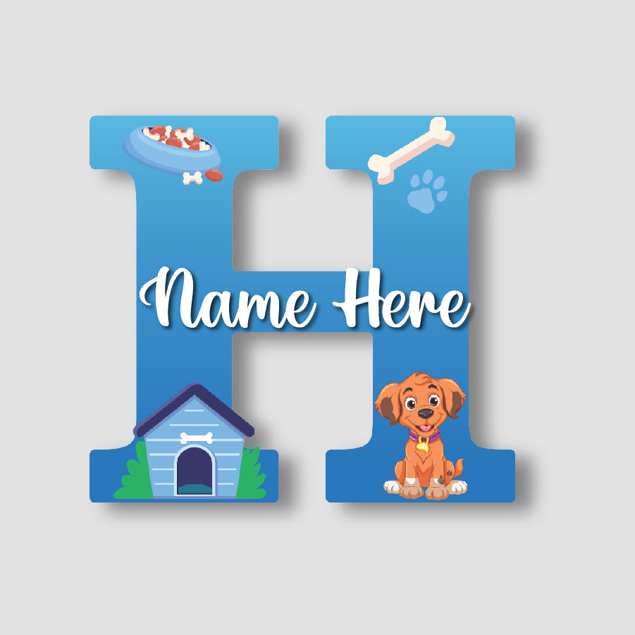 Customized Acrylic Dog Theme Letter Sign 9 Inch | Custom Name for Kids Room Decor | Puppy & Paw Glossy Print Alphabet Nameplate | Includes Hanging Rope/Tape