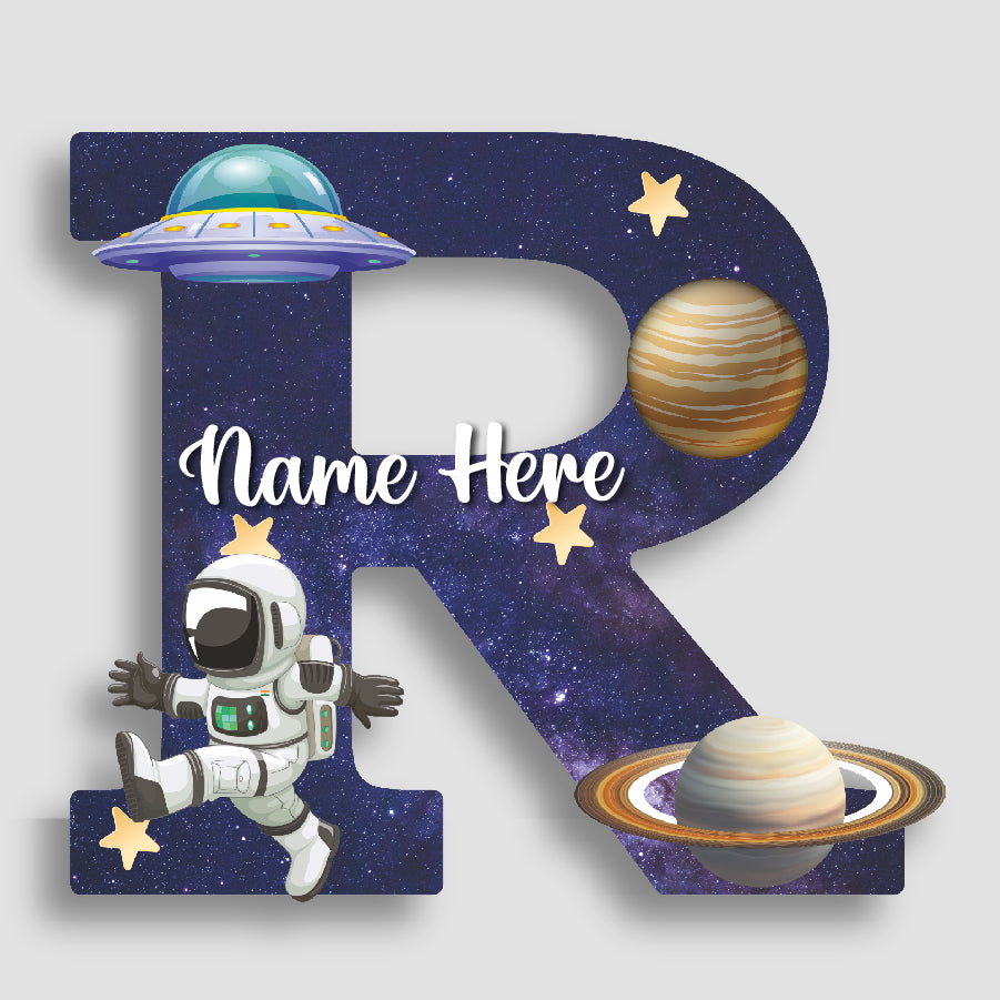 Customized Acrylic Glossy Space Theme Wall Hanging | 9 Inch Custom Name & Alphabet Letter Sign for Kids Room & Playroom Decor | Astronaut & Planet Alphabet Nameplate | Includes Hanging Rope/Tape