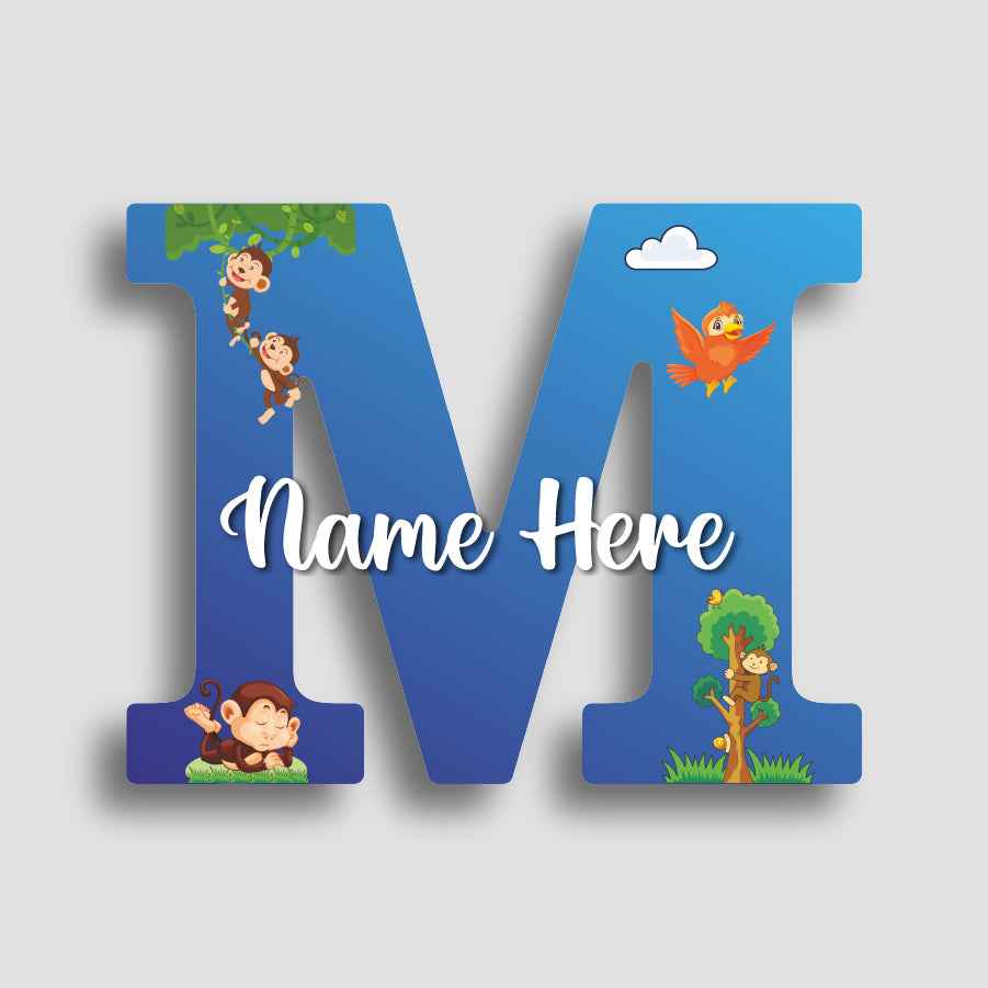 Customized Glossy Acrylic Jungle Monkey Theme | 9 Inch Custom Name Letter Sign for Kids Room & Playroom Decor | Animal Alphabet Nameplate | Includes Hanging Rope/Tape