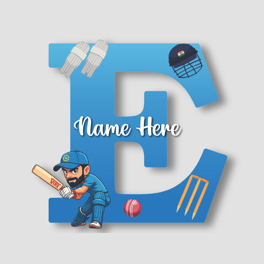 Customized Acrylic Letter Sign 9 Inch Cricket Theme | Custom Name for Boys Room Decor | Sports Inspired Alphabet Nameplate | Includes Hanging Rope/Tape