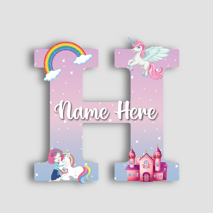 Customized Acrylic Letter Wall Decor for Girls Room | 9 Inch Pink Floral Unicorn Princess Monogram Initial Art Sign | Custom Name Kids Room Door Nameplate | Includes Hanging Rope/Tape