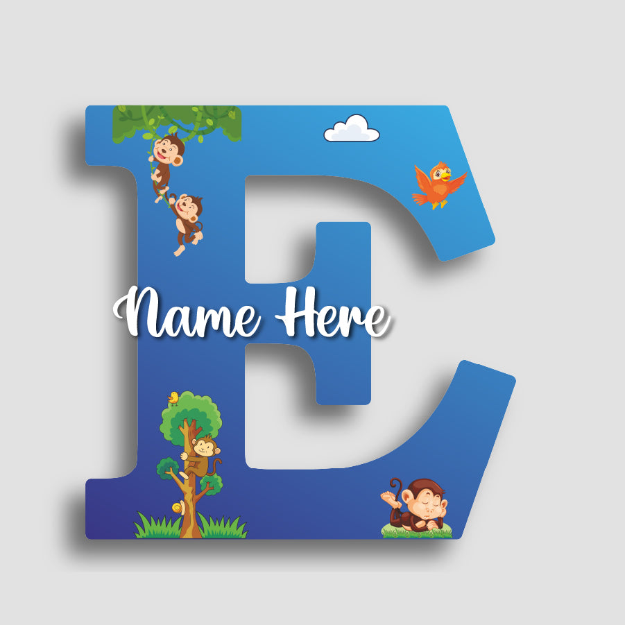 Customized Glossy Acrylic Jungle Monkey Theme | 9 Inch Custom Name Letter Sign for Kids Room & Playroom Decor | Animal Alphabet Nameplate | Includes Hanging Rope/Tape