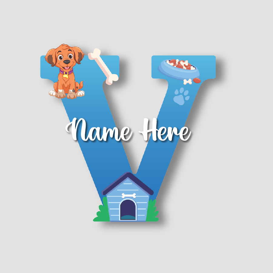 Customized Acrylic Dog Theme Letter Sign 9 Inch | Custom Name for Kids Room Decor | Puppy & Paw Glossy Print Alphabet Nameplate | Includes Hanging Rope/Tape