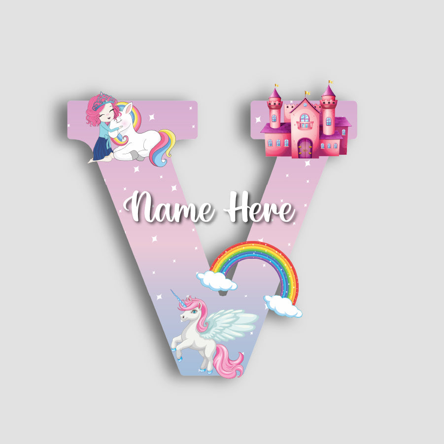 Customized Acrylic Letter Wall Decor for Girls Room | 9 Inch Pink Floral Unicorn Princess Monogram Initial Art Sign | Custom Name Kids Room Door Nameplate | Includes Hanging Rope/Tape