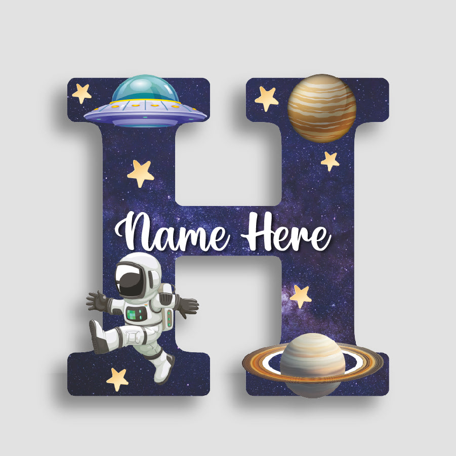 Customized Acrylic Glossy Space Theme Wall Hanging | 9 Inch Custom Name & Alphabet Letter Sign for Kids Room & Playroom Decor | Astronaut & Planet Alphabet Nameplate | Includes Hanging Rope/Tape