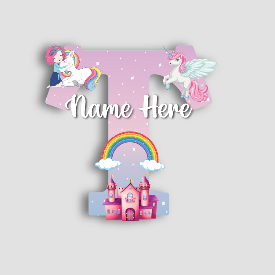 Customized Acrylic Letter Wall Decor for Girls Room | 9 Inch Pink Floral Unicorn Princess Monogram Initial Art Sign | Custom Name Kids Room Door Nameplate | Includes Hanging Rope/Tape
