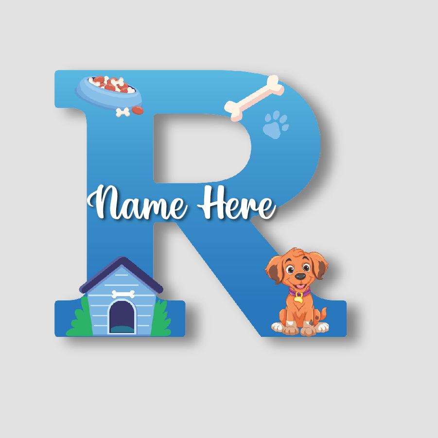 Customized Acrylic Dog Theme Letter Sign 9 Inch | Custom Name for Kids Room Decor | Puppy & Paw Glossy Print Alphabet Nameplate | Includes Hanging Rope/Tape