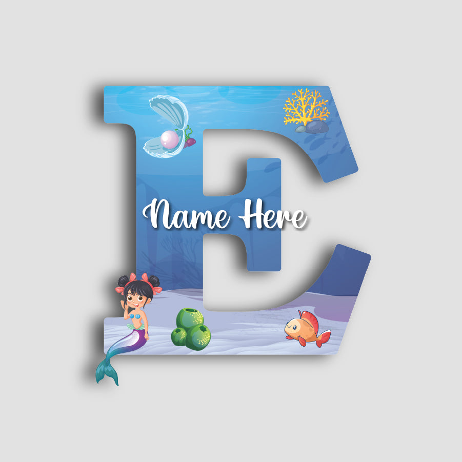 Customized Acrylic Glossy Mermaid Theme Wall Hanging | 9 Inch Custom Name & Alphabate Sign for Kids Room & Playroom Decor | Ocean Theme Alphabet Nameplate | Includes Hanging Rope/Tape