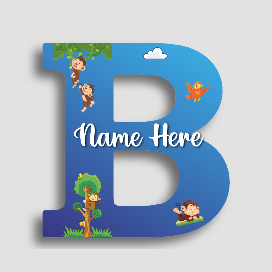 Customized Glossy Acrylic Jungle Monkey Theme | 9 Inch Custom Name Letter Sign for Kids Room & Playroom Decor | Animal Alphabet Nameplate | Includes Hanging Rope/Tape