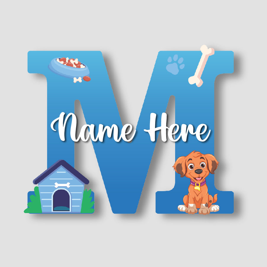 Customized Acrylic Dog Theme Letter Sign 9 Inch | Custom Name for Kids Room Decor | Puppy & Paw Glossy Print Alphabet Nameplate | Includes Hanging Rope/Tape