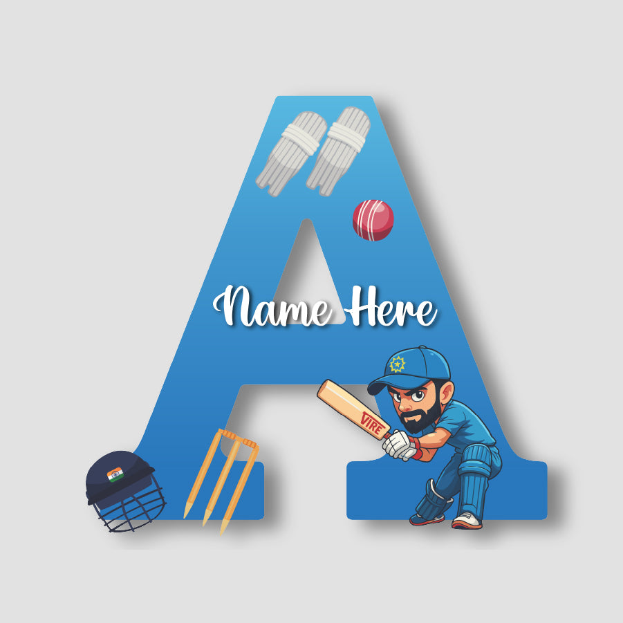 Customized Acrylic Letter Sign 9 Inch Cricket Theme | Custom Name for Boys Room Decor | Sports Inspired Alphabet Nameplate | Includes Hanging Rope/Tape
