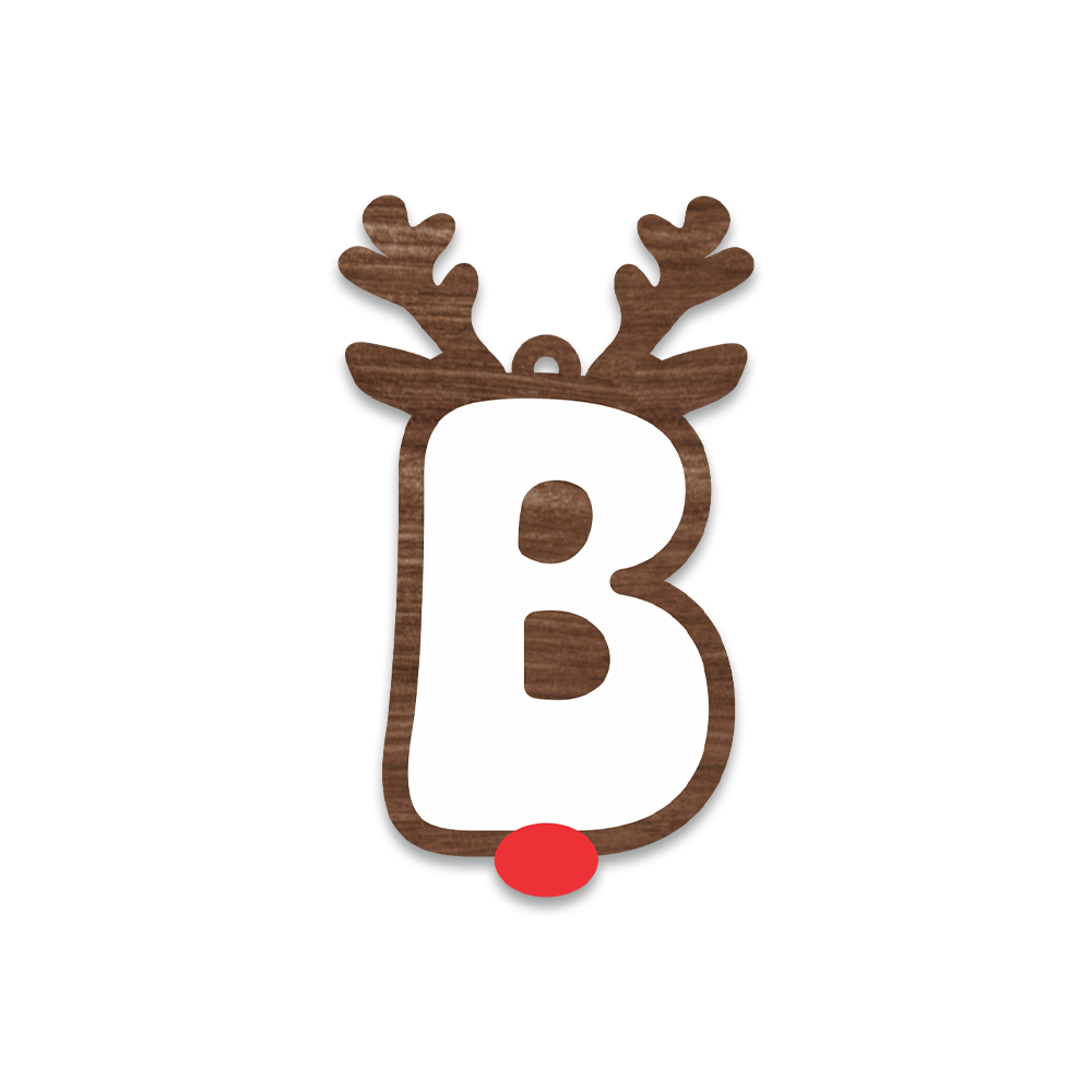 Alphabet Reindeer Keychain | MDF & Acrylic Letter Keyring for Christmas Gifts | Key Chain for Bag, Office & Friends | Pick any 1 A to Z Alphabet of your choice