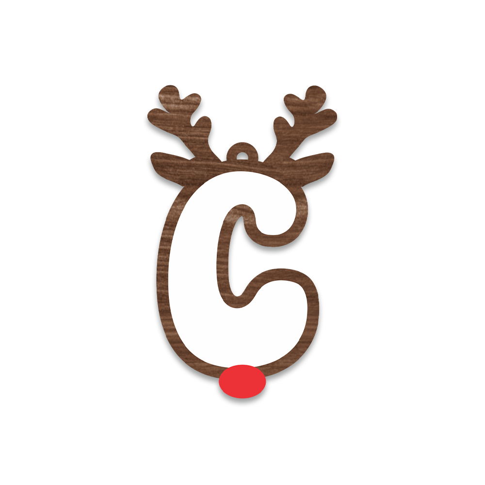 Alphabet Reindeer Keychain | MDF & Acrylic Letter Keyring for Christmas Gifts | Key Chain for Bag, Office & Friends | Pick any 1 A to Z Alphabet of your choice
