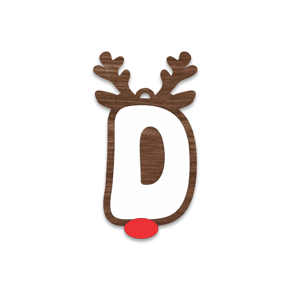 Alphabet Reindeer Keychain | MDF & Acrylic Letter Keyring for Christmas Gifts | Key Chain for Bag, Office & Friends | Pick any 1 A to Z Alphabet of your choice