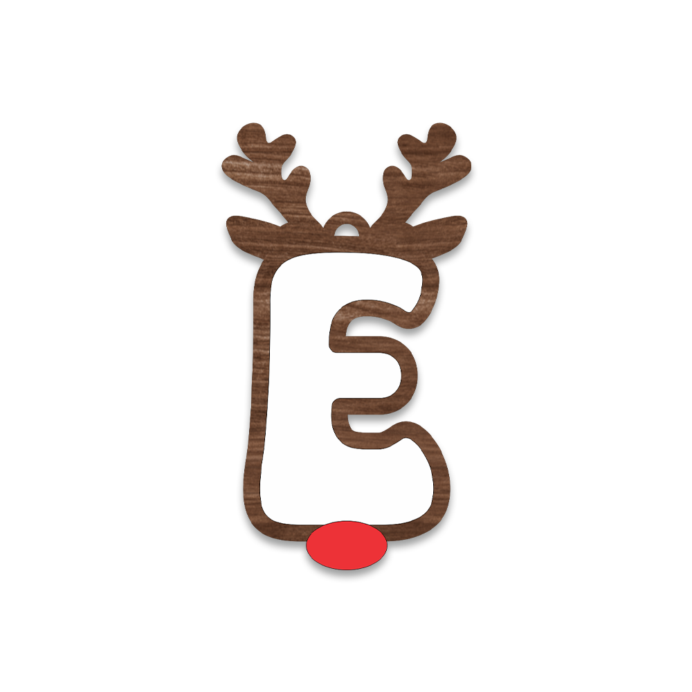 Alphabet Reindeer Keychain | MDF & Acrylic Letter Keyring for Christmas Gifts | Key Chain for Bag, Office & Friends | Pick any 1 A to Z Alphabet of your choice
