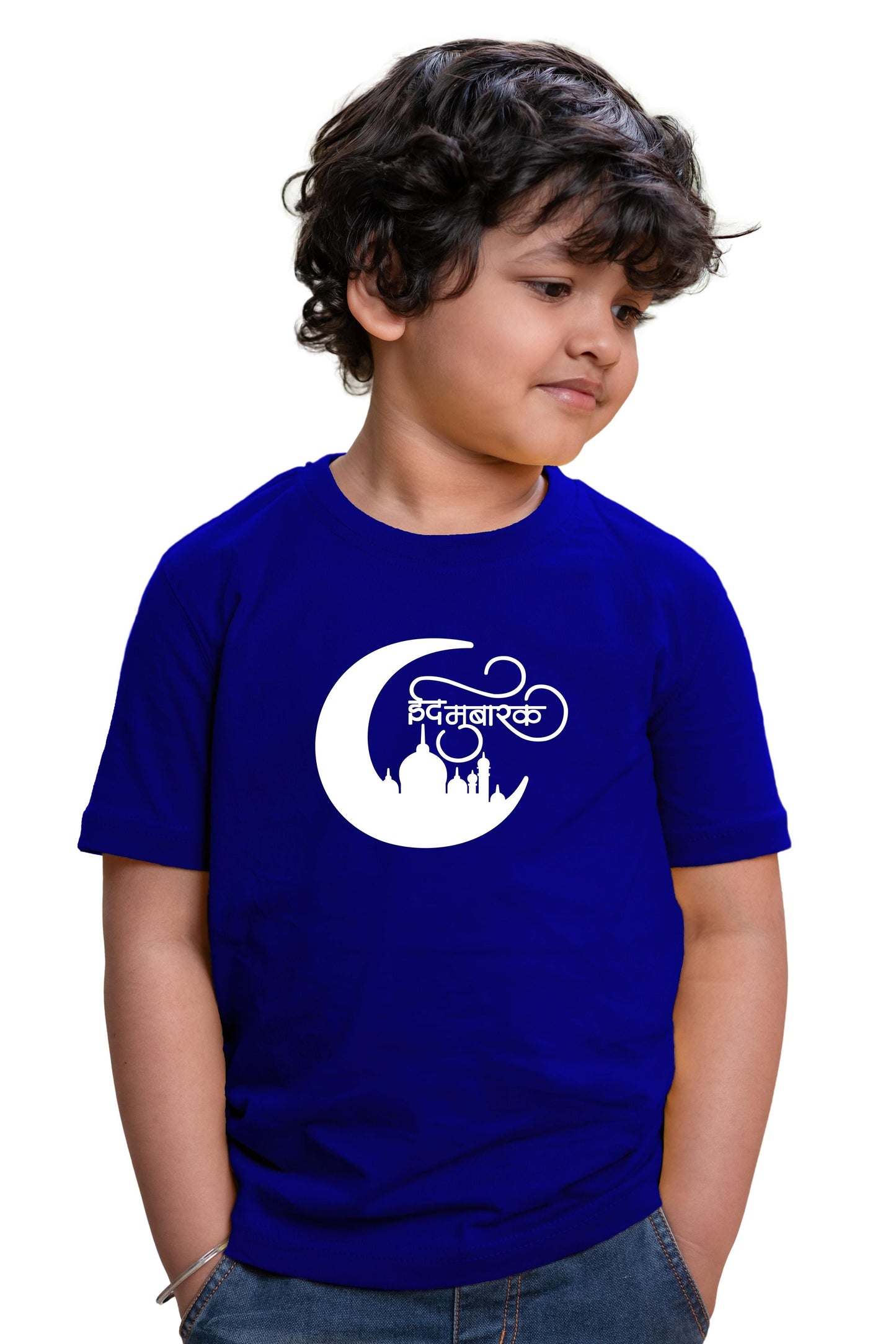 Kids New Moon & Mahal Eid Mubarak Cotton Half Sleeve  T-Shirt for Boys & Girls