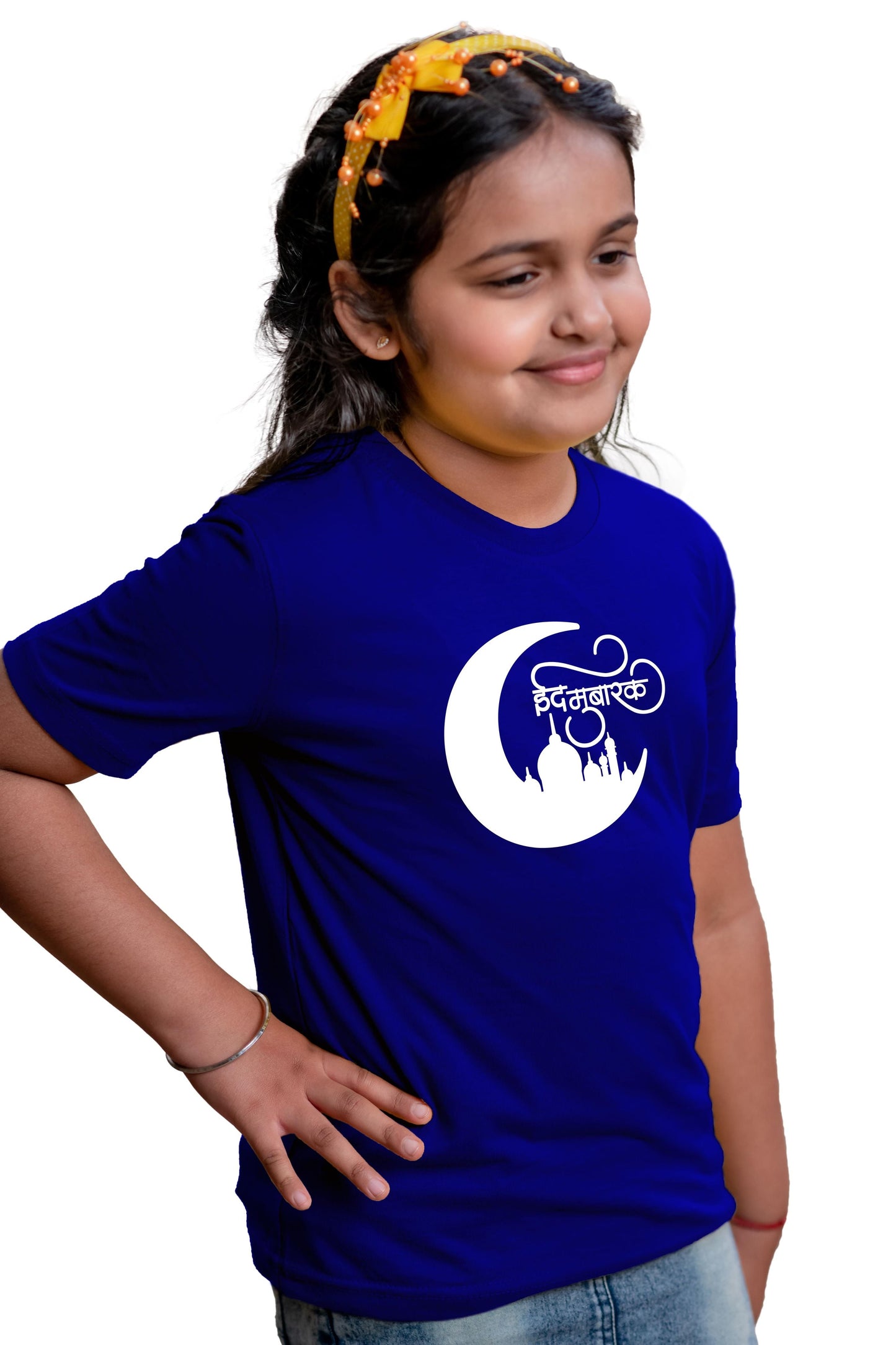 Kids New Moon & Mahal Eid Mubarak Cotton Half Sleeve  T-Shirt for Boys & Girls