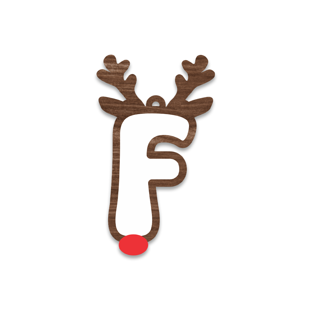 Alphabet Reindeer Keychain | MDF & Acrylic Letter Keyring for Christmas Gifts | Key Chain for Bag, Office & Friends | Pick any 1 A to Z Alphabet of your choice