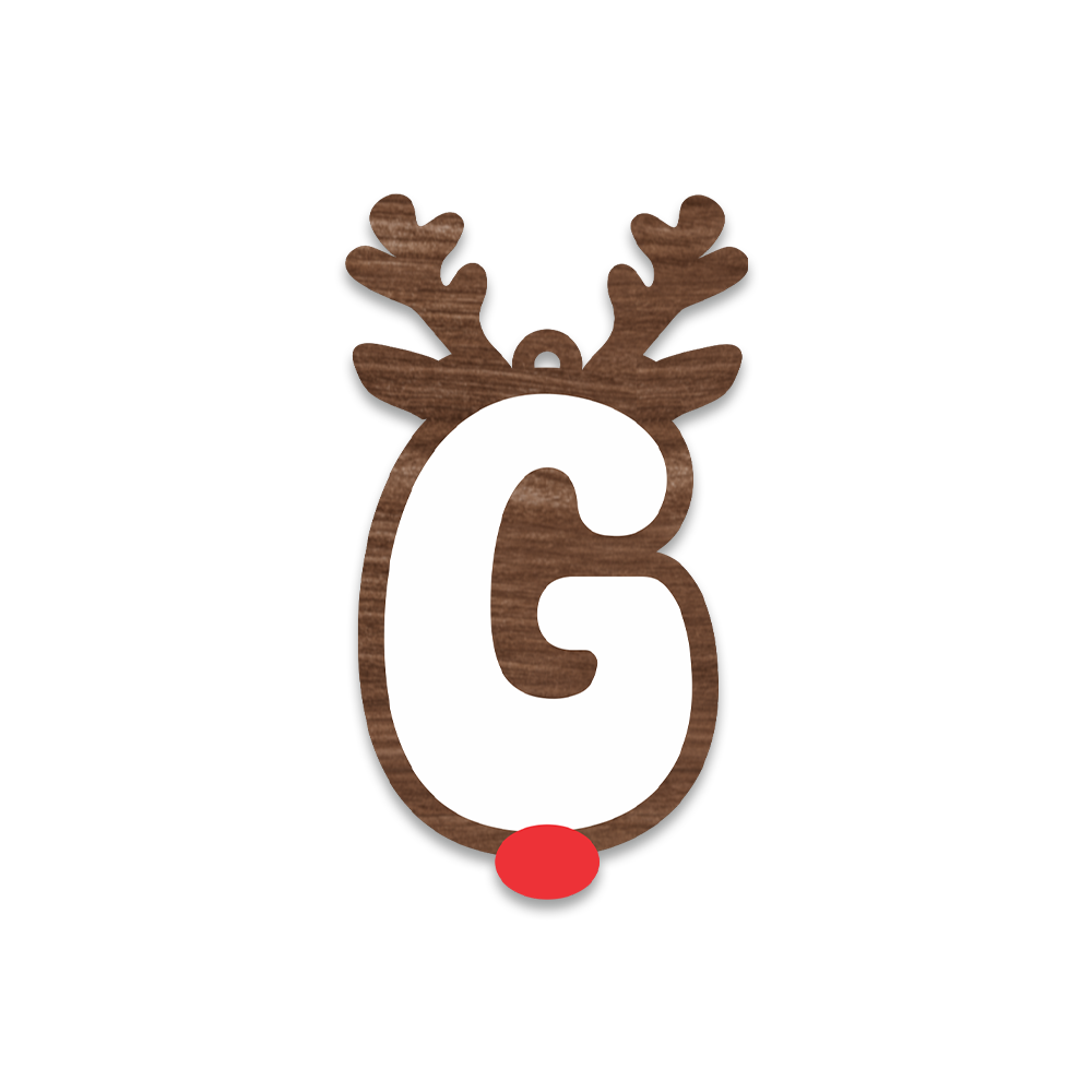 Alphabet Reindeer Keychain | MDF & Acrylic Letter Keyring for Christmas Gifts | Key Chain for Bag, Office & Friends | Pick any 1 A to Z Alphabet of your choice
