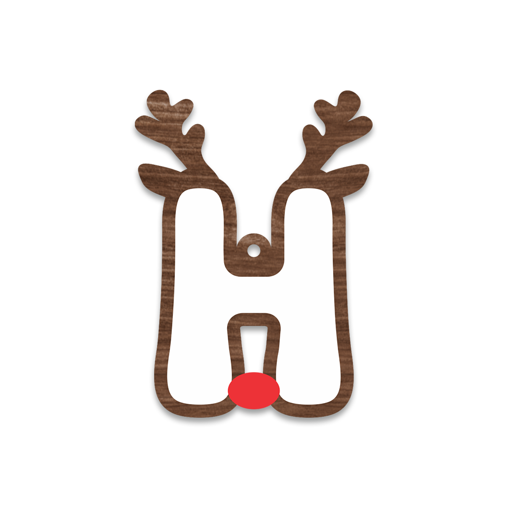 Alphabet Reindeer Keychain | MDF & Acrylic Letter Keyring for Christmas Gifts | Key Chain for Bag, Office & Friends | Pick any 1 A to Z Alphabet of your choice