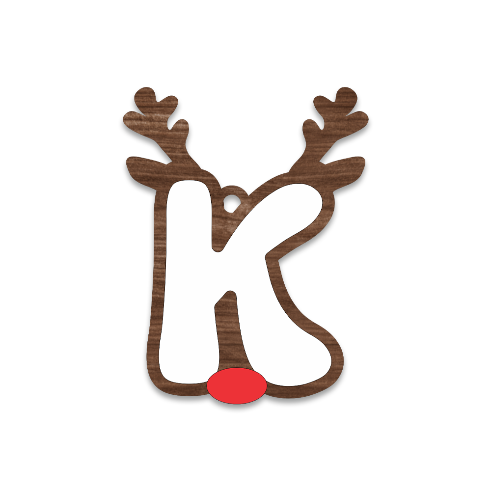 Alphabet Reindeer Keychain | MDF & Acrylic Letter Keyring for Christmas Gifts | Key Chain for Bag, Office & Friends | Pick any 1 A to Z Alphabet of your choice