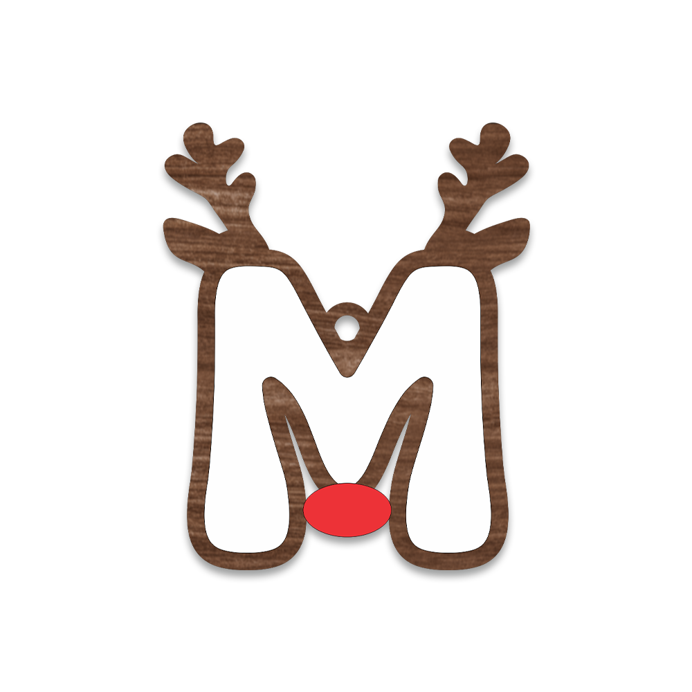 Alphabet Reindeer Keychain | MDF & Acrylic Letter Keyring for Christmas Gifts | Key Chain for Bag, Office & Friends | Pick any 1 A to Z Alphabet of your choice