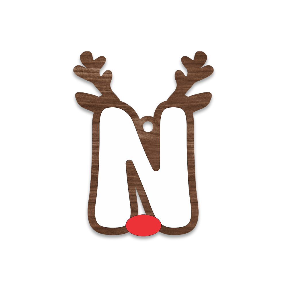 Alphabet Reindeer Keychain | MDF & Acrylic Letter Keyring for Christmas Gifts | Key Chain for Bag, Office & Friends | Pick any 1 A to Z Alphabet of your choice