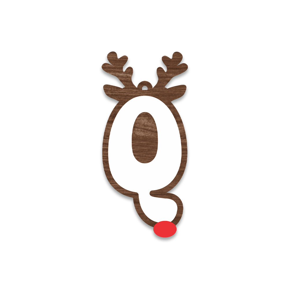 Alphabet Reindeer Keychain | MDF & Acrylic Letter Keyring for Christmas Gifts | Key Chain for Bag, Office & Friends | Pick any 1 A to Z Alphabet of your choice