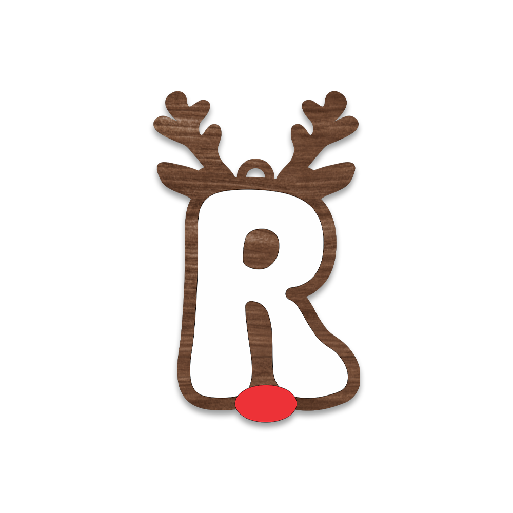 Alphabet Reindeer Keychain | MDF & Acrylic Letter Keyring for Christmas Gifts | Key Chain for Bag, Office & Friends | Pick any 1 A to Z Alphabet of your choice