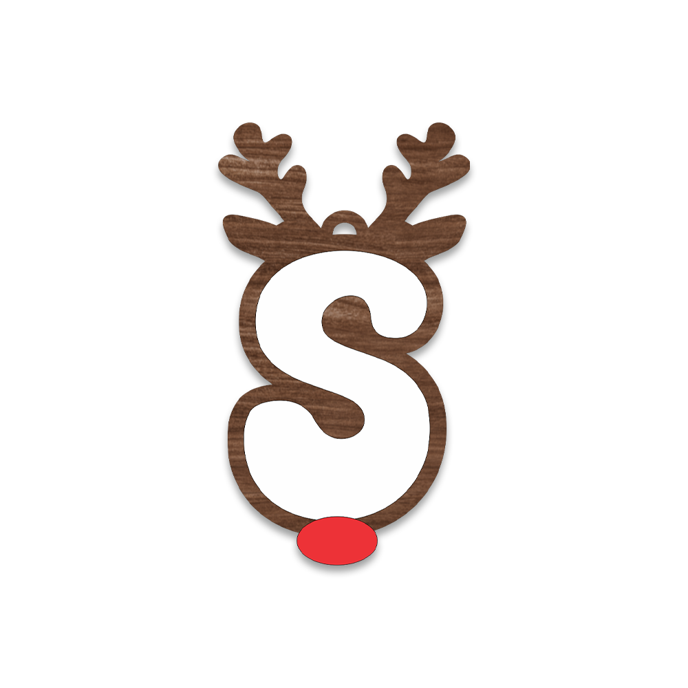 Alphabet Reindeer Keychain | MDF & Acrylic Letter Keyring for Christmas Gifts | Key Chain for Bag, Office & Friends | Pick any 1 A to Z Alphabet of your choice