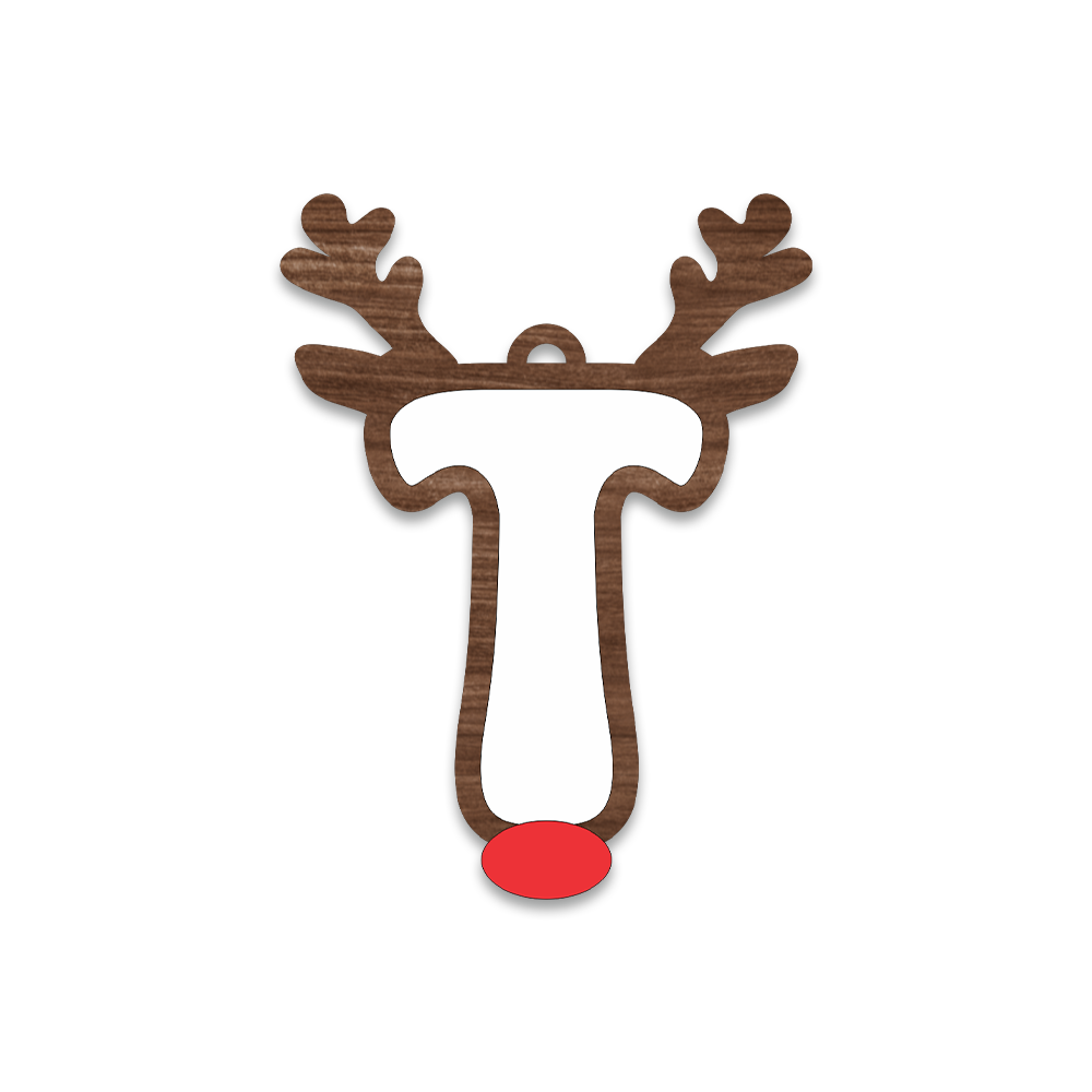Alphabet Reindeer Keychain | MDF & Acrylic Letter Keyring for Christmas Gifts | Key Chain for Bag, Office & Friends | Pick any 1 A to Z Alphabet of your choice
