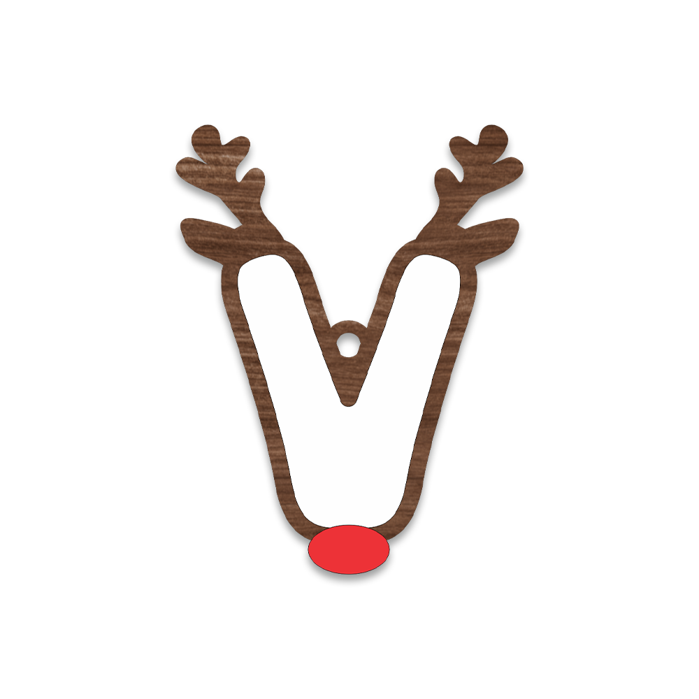 Alphabet Reindeer Keychain | MDF & Acrylic Letter Keyring for Christmas Gifts | Key Chain for Bag, Office & Friends | Pick any 1 A to Z Alphabet of your choice