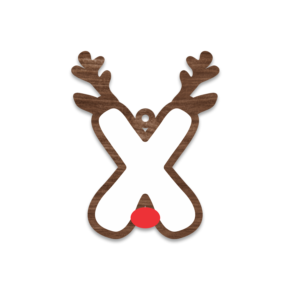 Alphabet Reindeer Keychain | MDF & Acrylic Letter Keyring for Christmas Gifts | Key Chain for Bag, Office & Friends | Pick any 1 A to Z Alphabet of your choice