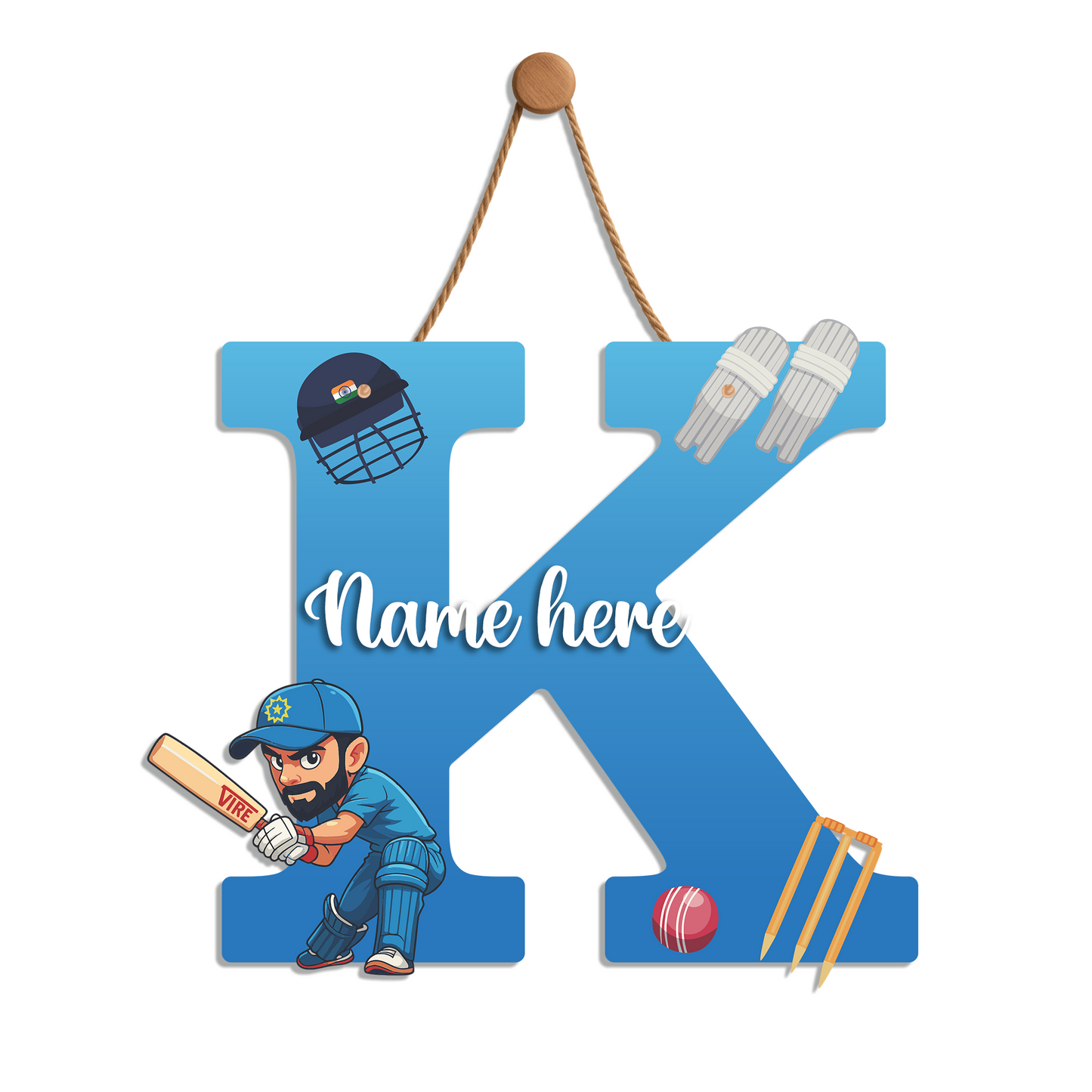 Customized Acrylic Letter Sign 9 Inch Cricket Theme | Custom Name for Boys Room Decor | Sports Inspired Alphabet Nameplate | Includes Hanging Rope/Tape