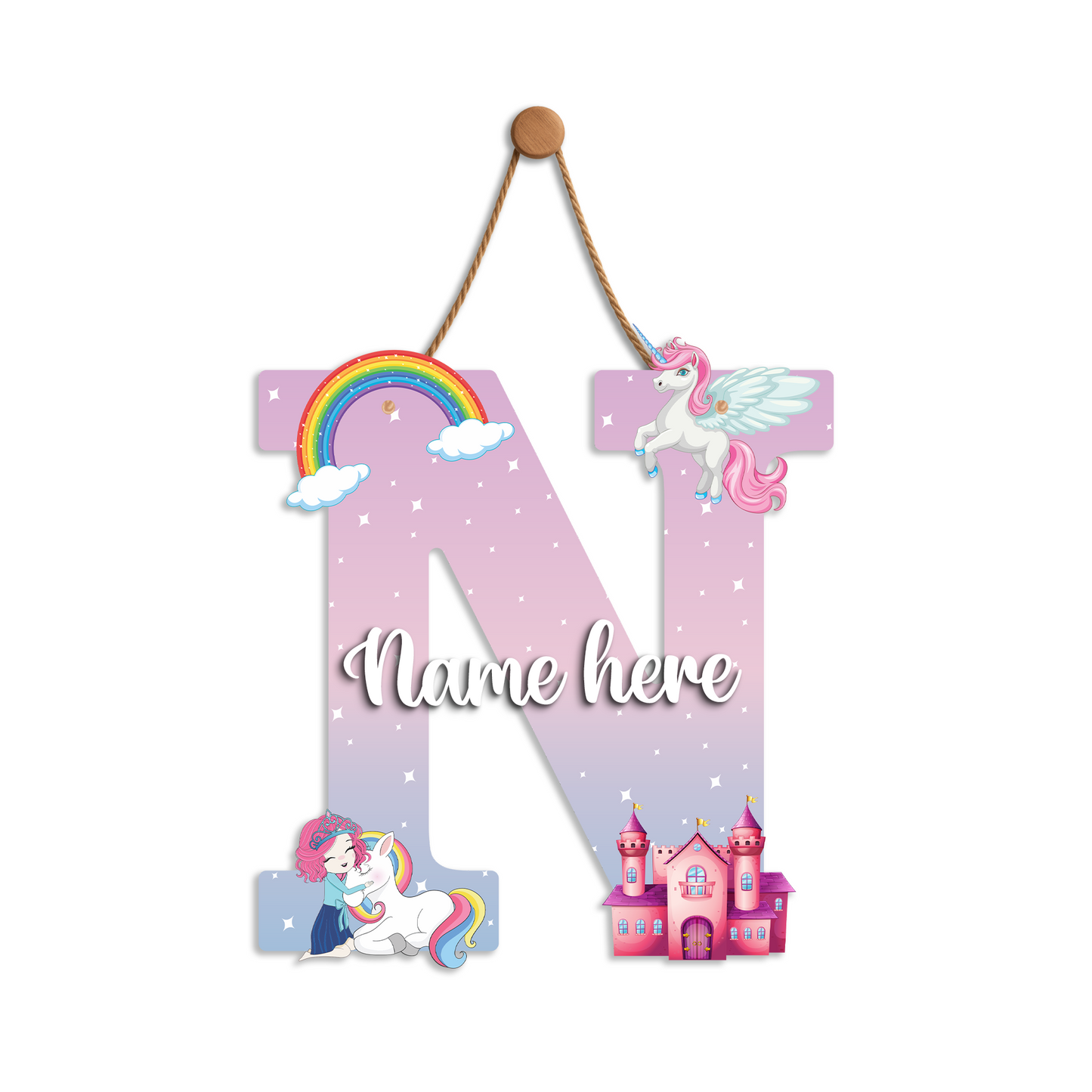 Customized Acrylic Letter Wall Decor for Girls Room | 9 Inch Pink Floral Unicorn Princess Monogram Initial Art Sign | Custom Name Kids Room Door Nameplate | Includes Hanging Rope/Tape