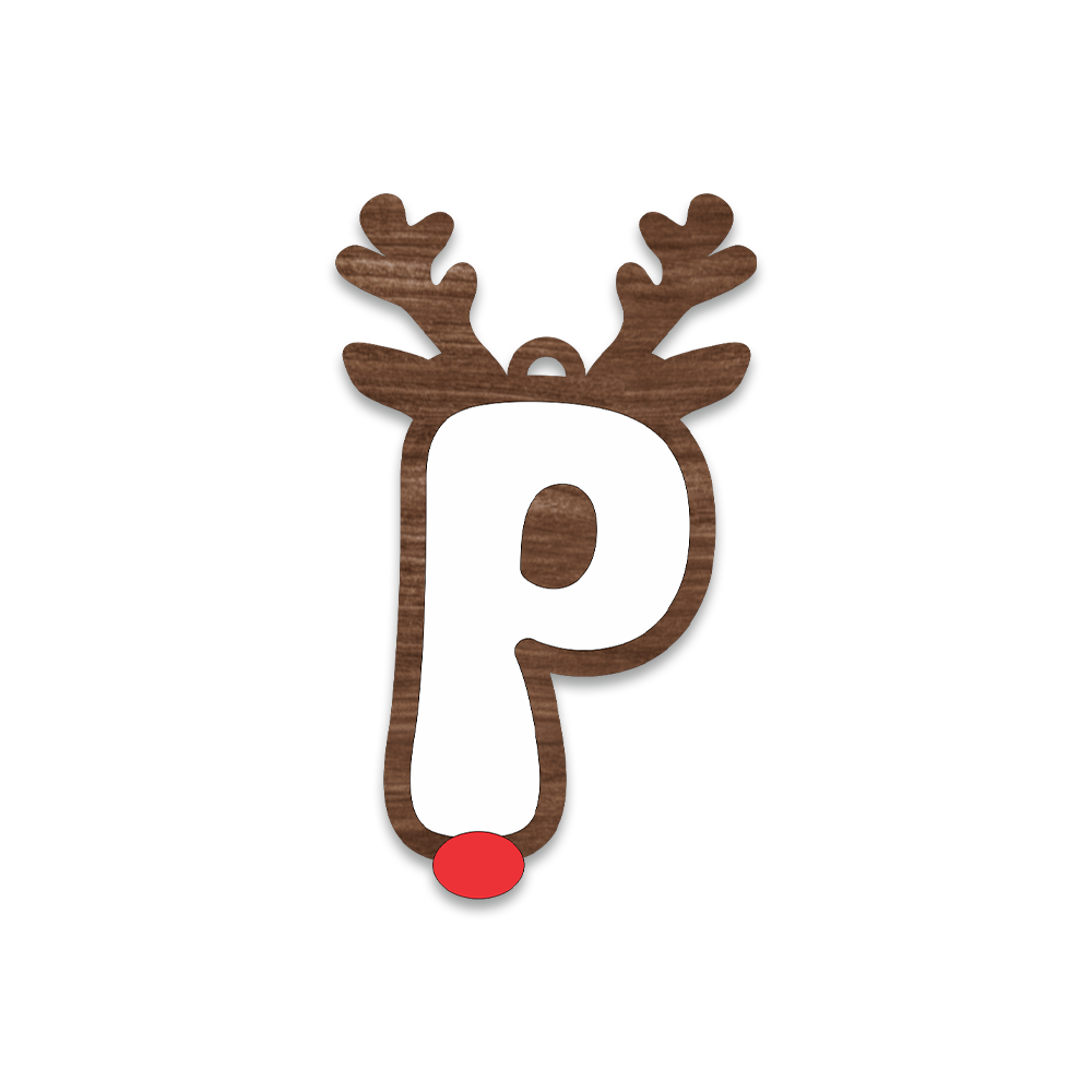 Alphabet Reindeer Keychain | MDF & Acrylic Letter Keyring for Christmas Gifts | Key Chain for Bag, Office & Friends | Pick any 1 A to Z Alphabet of your choice