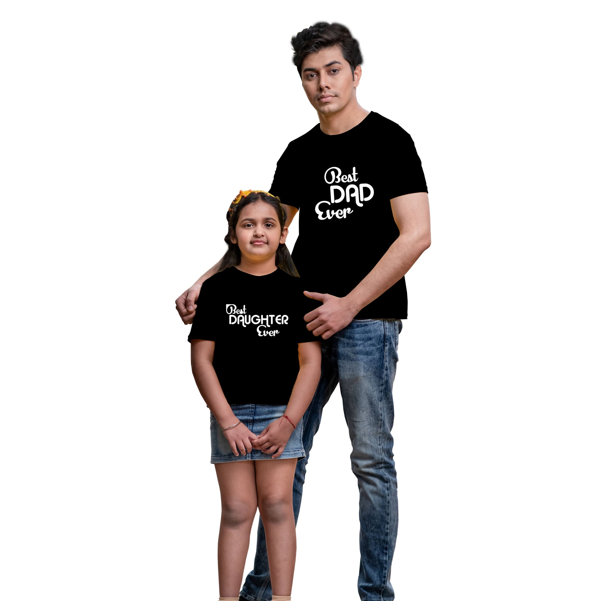 Chombooka Best Dad Ever Best Daughter Ever Combo T-Shirts (Pack Of 2)